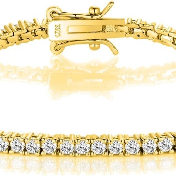 925 Sterling Silver 2-7mm Cubic Zirconia Classic Tennis BraceletWhite Gold Br